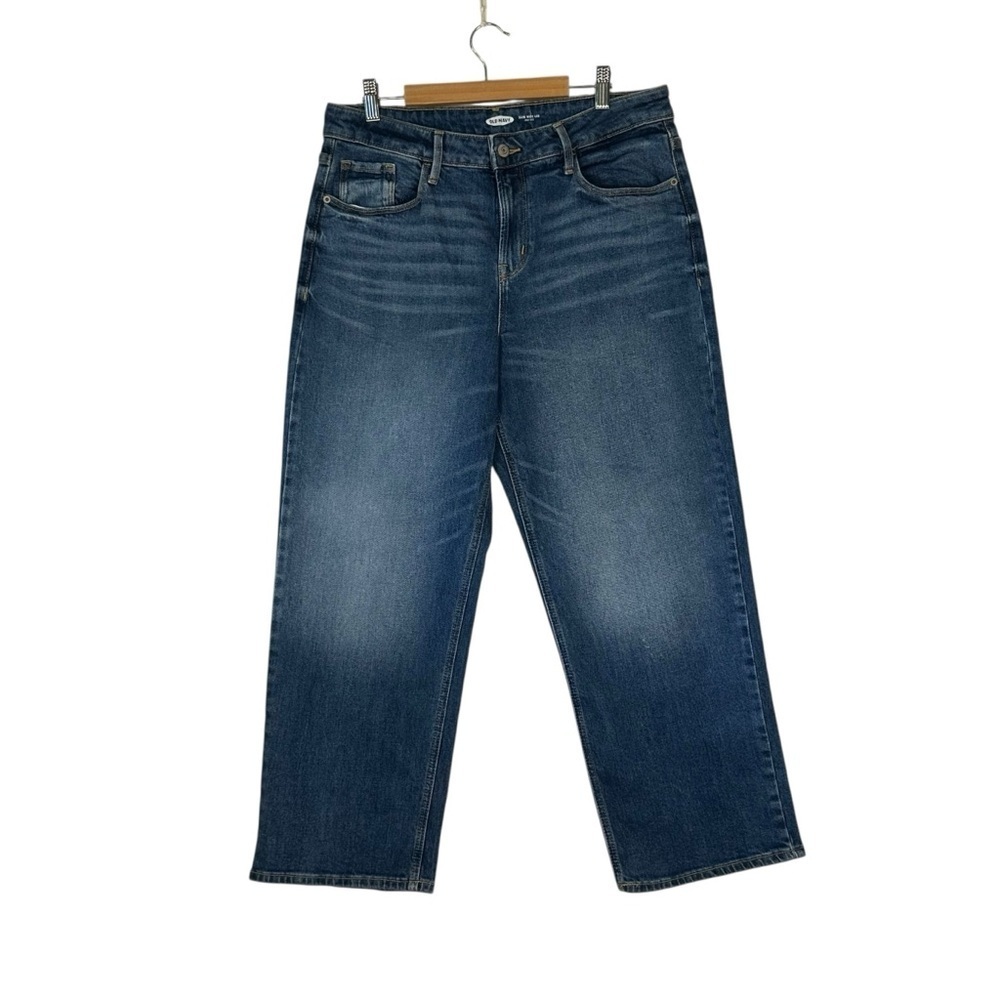 Old Navy Jeans Womens 12 Blue High Rise Slim Wide Leg Stretch Denim Casual